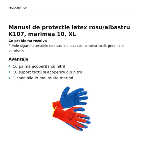 Manusi de protectie latex rosu/albastru K107, marimea 10, XL [1]