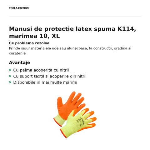 Manusi de protectie latex spuma K114, marimea 10, XL [1]