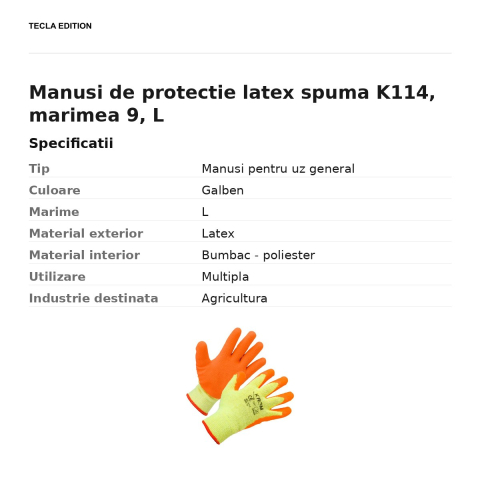 Manusi de protectie latex spuma K114, marimea 9, L [2]
