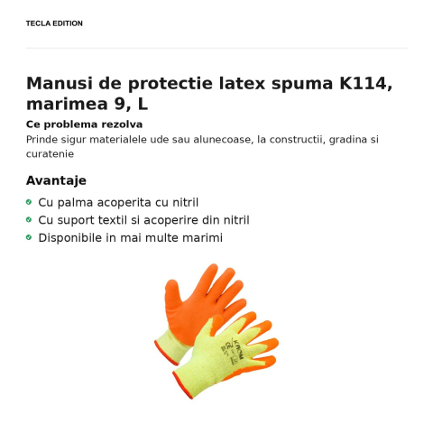 Manusi de protectie latex spuma K114, marimea 9, L [1]