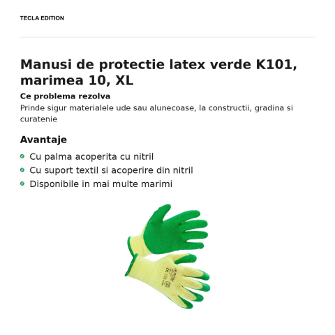 Manusi de protectie latex verde K101, marimea 10, XL [1]
