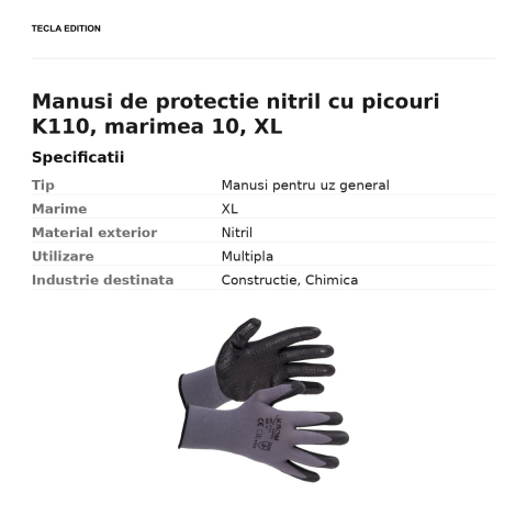Manusi de protectie nitril cu picouri K110, marimea 10, XL [2]