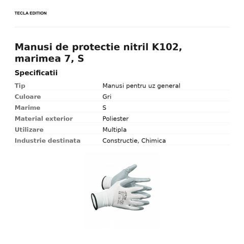 Manusi de protectie nitril K102, marimea 7, S [2]