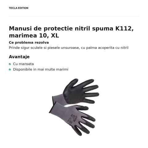 Manusi de protectie nitril spuma K112, marimea 10, XL [1]