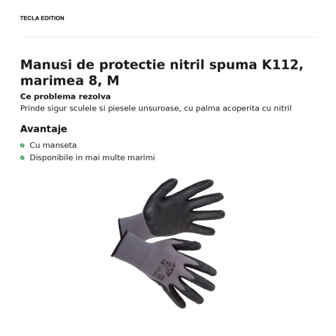 Manusi de protectie nitril spuma K112, marimea 8, M [1]