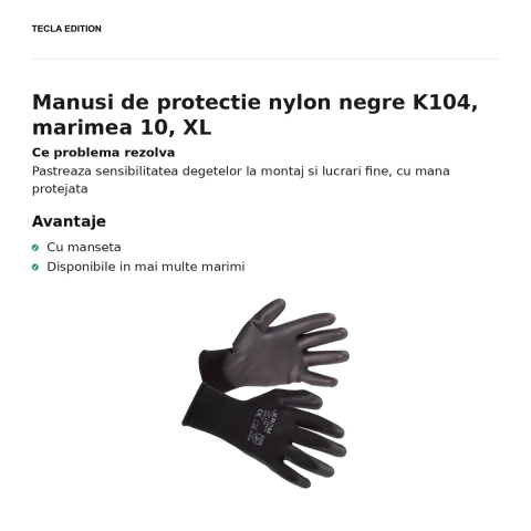 Manusi de protectie nylon negre K104, marimea 10, XL [1]