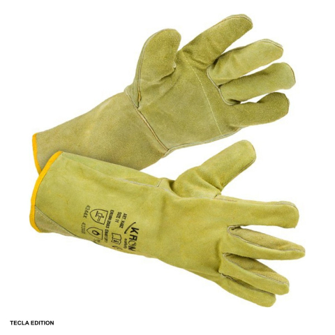 Manusi de protectie - Manusi de protectie pentru sudor, piele spalt bovina galbena, cusaturi kevlar, marimea 11, XXL