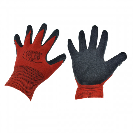 Echipament protectie - Manusi de protectie universale, Flores 12643, manson elastic, material cauciucat negru cu sintetic rosu