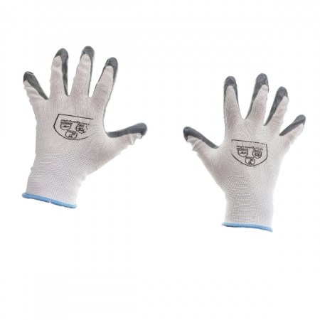 Manusi de protectie , pentru uz general, material textil si PVC, Marime L , albe cu gri inchis [1]