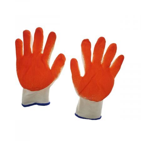 Manusi de protectie - Manusi de protectie universale, material textil si PVC, albe cu portocaliu