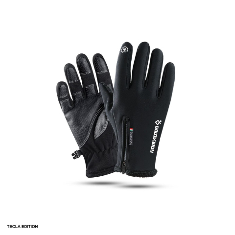 Manusi de protectie - Manusi sport de iarna, izolate, compatibile cu ecranul tactil, marimea L, antiderapante cu sistem Easy Click, negre