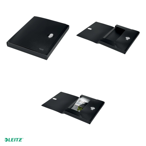 Mapa cu clip Leitz Recycle Jumbo, PP, A4, capacitate 250 coli, pentru transport, negru [4]