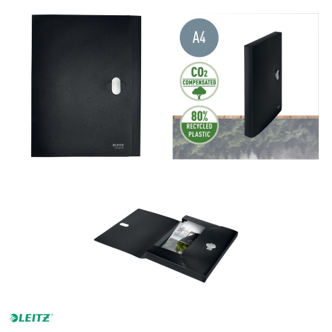 Mapa cu clip Leitz Recycle Jumbo, PP, A4, capacitate 250 coli, pentru transport, negru [5]
