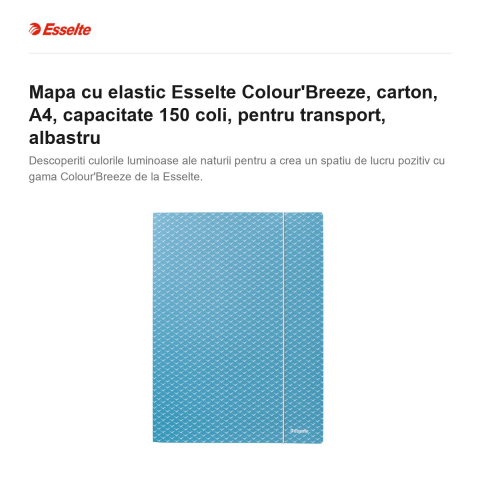 Mapa cu elastic Esselte Colour'Breeze, carton, A4, capacitate 150 coli, pentru transport, albastru [1]