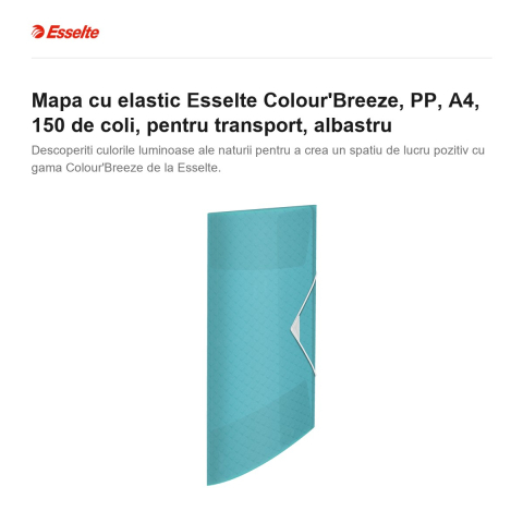 Mapa cu elastic Esselte Colour'Breeze, PP, A4, 150 de coli, pentru transport, albastru [1]