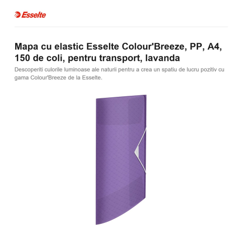 Mapa cu elastic Esselte Colour'Breeze, PP, A4, 150 de coli, pentru transport, lavanda [1]