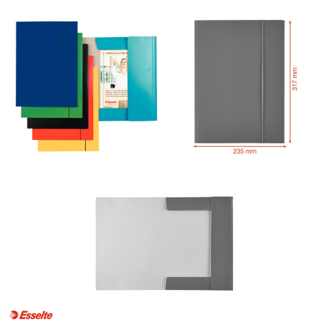Mapa cu elastic Esselte Economy, carton, A4, capacitate 150 coli, pentru arhivare, albastru deschis [3]