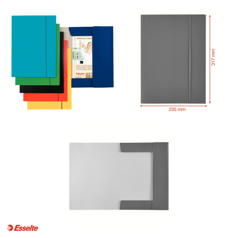 Mapa cu elastic Esselte Economy, carton, A4, capacitate 150 coli, pentru arhivare, albastru inchis [3]