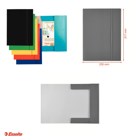 Mapa cu elastic Esselte Economy, carton, A4, capacitate 150 coli, pentru arhivare, negru [3]