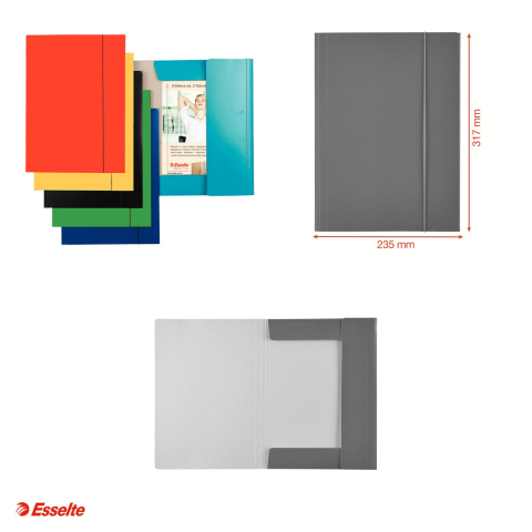 Mapa cu elastic Esselte Economy, carton, A4, capacitate 150 coli, pentru arhivare, rosu [3]