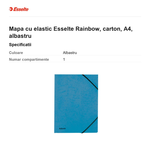 Mapa cu elastic Esselte Rainbow, carton, A4, albastru [2]