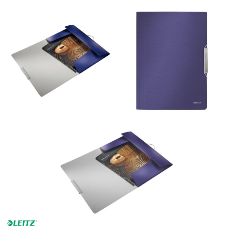 Mapa cu elastic Leitz Style, PP, A4, capacitate 150 coli, pentru transport, albastru-violet [3]