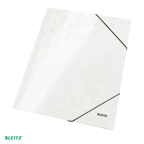 Mape si serviete - Mapa cu elastic Leitz WOW, carton laminat, A4, capacitate 250 coli, pentru transport, alb