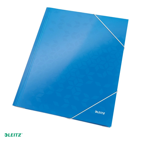 Mape si serviete - Mapa cu elastic Leitz WOW, carton laminat, A4, capacitate 250 coli, pentru transport, albastru