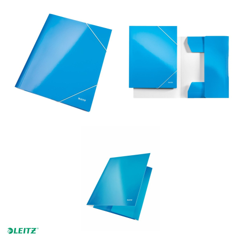Mapa cu elastic Leitz WOW, carton laminat, A4, capacitate 250 coli, pentru transport, albastru [3]