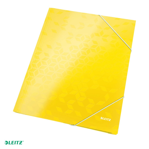 Mape si serviete - Mapa cu elastic Leitz WOW, carton laminat, A4, capacitate 250 coli, pentru transport, galben