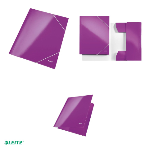 Mapa cu elastic Leitz WOW, carton laminat, A4, capacitate 250 coli, pentru transport, mov [3]