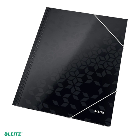 Mape si serviete - Mapa cu elastic Leitz WOW, carton laminat, A4, capacitate 250 coli, pentru transport, negru