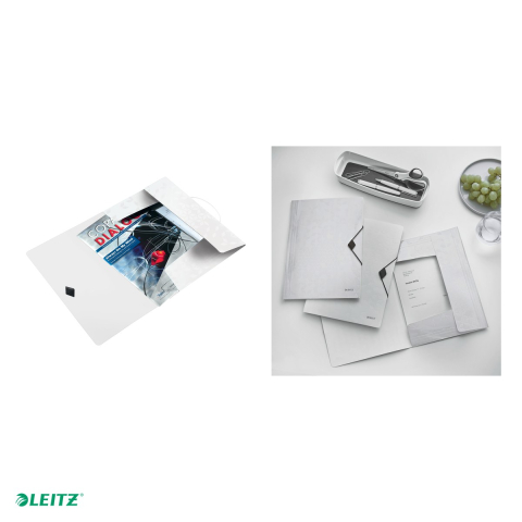 Mapa cu elastic Leitz WOW, PP, A4, capacitate 150 coli, pentru transport, alb [4]