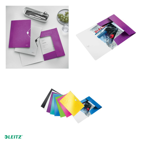 Mapa cu elastic Leitz WOW, PP, A4, capacitate 150 coli, pentru transport, mov [4]