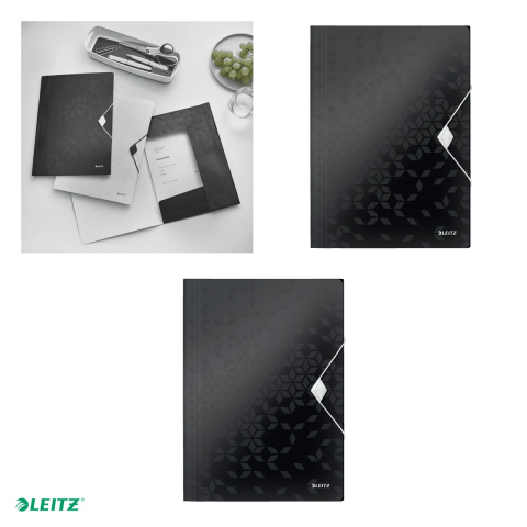 Mapa cu elastic Leitz WOW, PP, A4, capacitate 150 coli, pentru transport, negru [3]