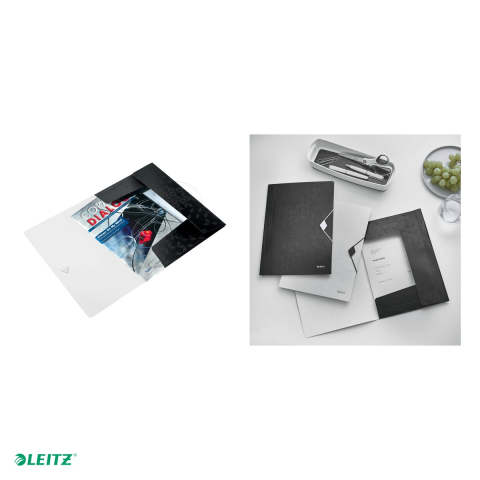 Mapa cu elastic Leitz WOW, PP, A4, capacitate 150 coli, pentru transport, negru [4]