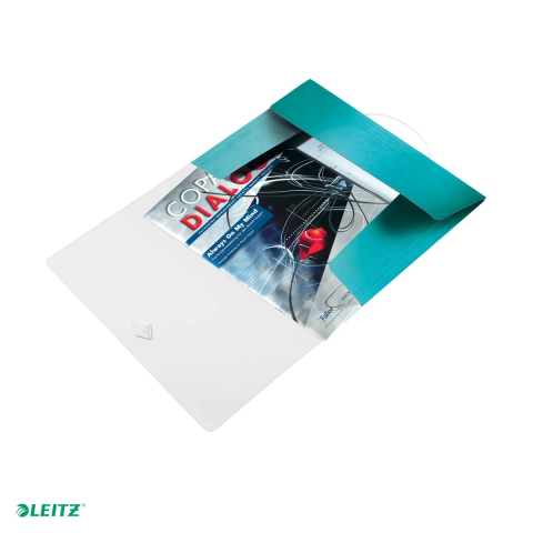 Mape si serviete - Mapa cu elastic Leitz WOW, PP, A4, capacitate 150 coli, pentru transport, turcoaz