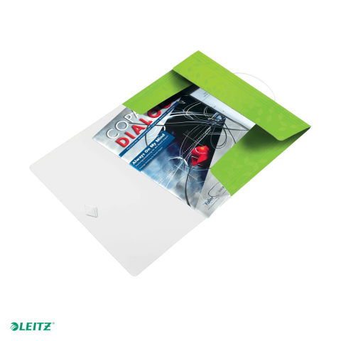 Mape si serviete - Mapa cu elastic Leitz WOW, PP, A4, capacitate 150 coli, pentru transport, verde