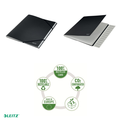 Mapa cu separatoare Leitz Recycle, carton, A4, 12 separatoare, pentru transport, negru [4]