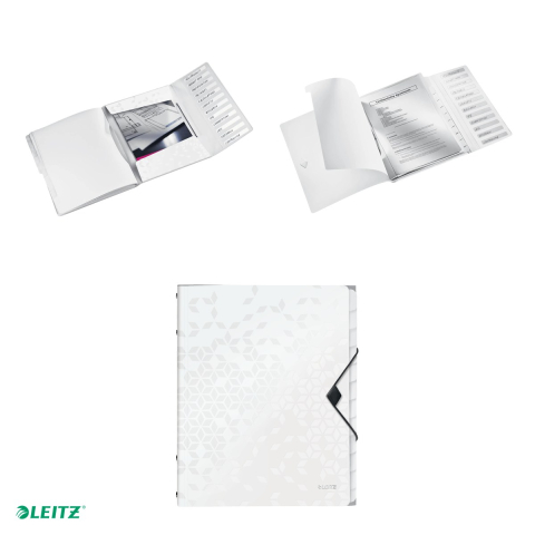 Mapa cu separatoare Leitz WOW, PP, A4, 12 separatoare, capacitate 200 coli, pentru transport, alb [3]