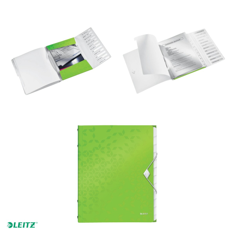 Mapa cu separatoare Leitz WOW, PP, A4, 12 separatoare, capacitate 200 coli, pentru transport, verde [3]