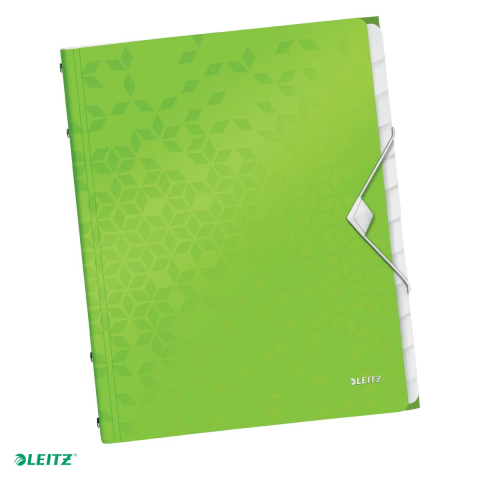 Mapa cu separatoare Leitz WOW, PP, A4, 12 separatoare, capacitate 200 coli, pentru transport, verde [0]