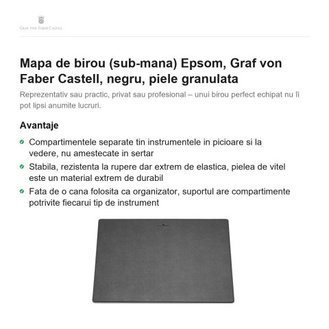 Mapa de birou (sub-mana) Epsom, Graf von Faber Castell, negru, piele granulata [1]