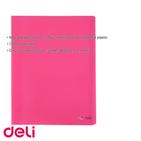 Mapa de prezentare Deli, 30 folii, coperta flexibila, culori neon, pentru documente si prezentari [2]