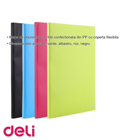 Mapa de prezentare Deli, 40 folii, coperta flexibila PP, culori neon, pentru documente si prezentari [2]