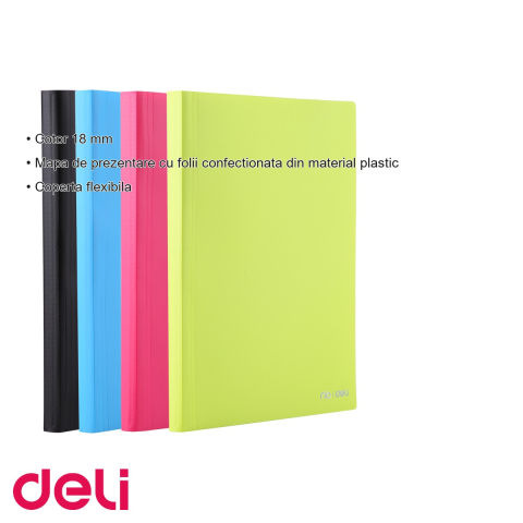 Mapa de prezentare Deli, 80 folii, coperta flexibila neon, pentru documente A4 [2]