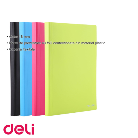 Mapa de prezentare Deli cu 100 folii, coperta flexibila neon, pentru organizare documente [2]
