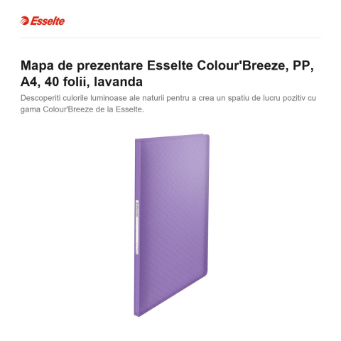 Mapa de prezentare Esselte Colour'Breeze, PP, A4, 40 folii, lavanda [1]
