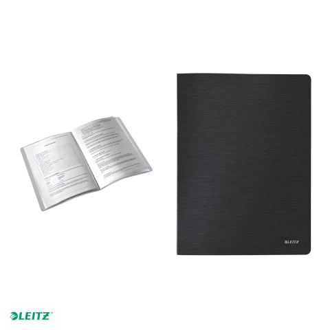 Mapa de prezentare Leitz Style, coperta moale, PP, A4, 20 de folii, capacitate 40 de coli (2 coli per fila,(80 g/mp), negru Satin [4]