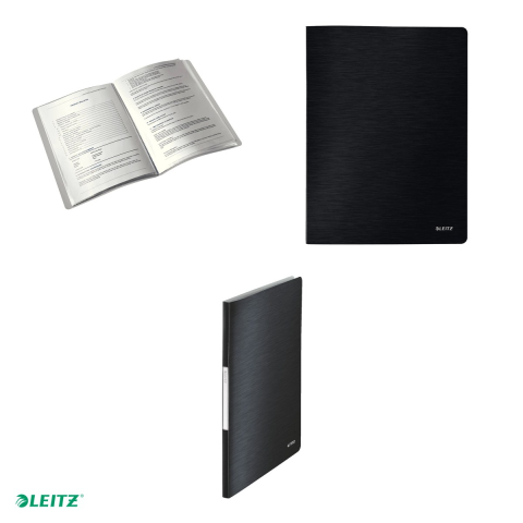 Mapa de prezentare Leitz Style, coperta moale, PP, A4, 40 de folii, capacitate 80 de coli (2 coli per fila,(80 g/mp), negru Satin [3]